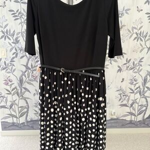 Eliza J Black and White Polka Dot Long Sleeve Dress